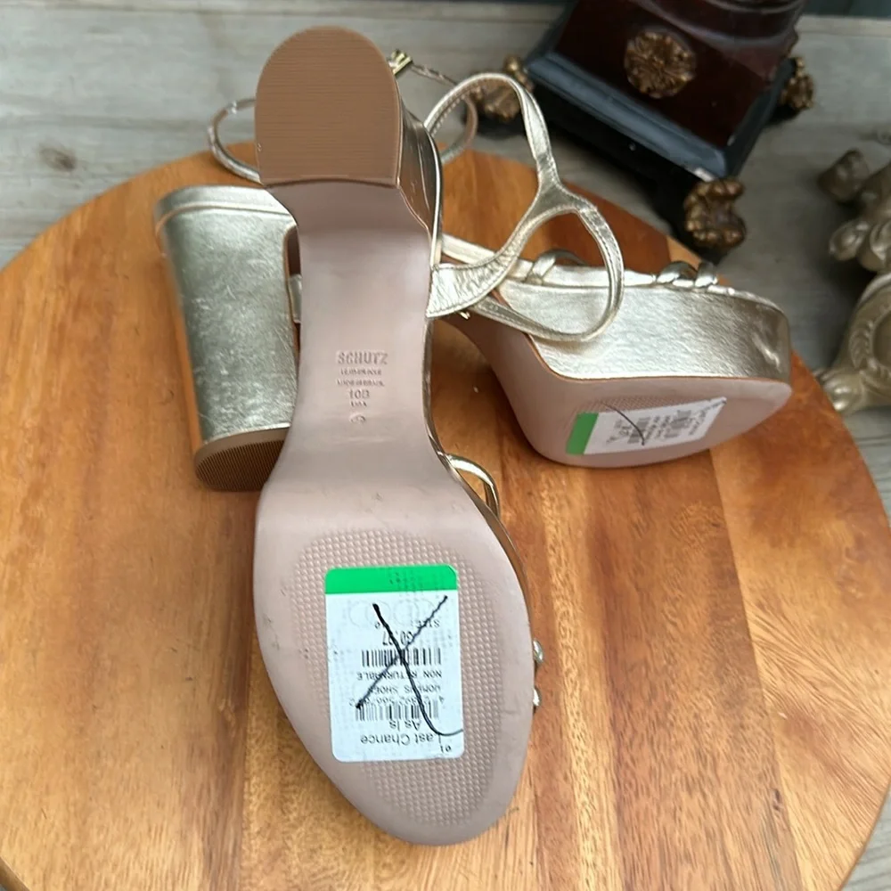 SCHUTZ Gold Platform Sandals - Picture 15 of 16
